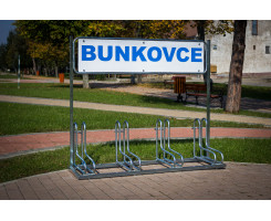 Cyklostojan IQ 4 s reklamným panelom, pozinkovaný