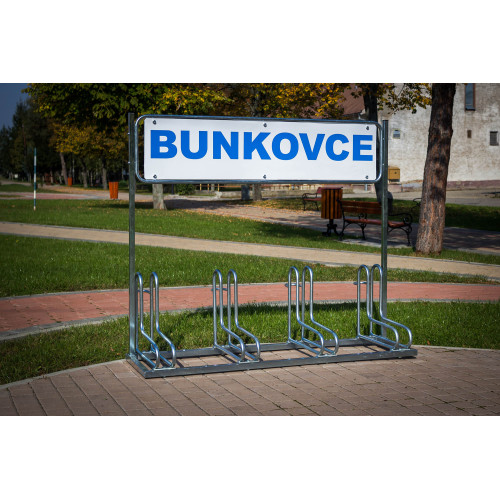 Cyklostojan IQ 4 s reklamným panelom, pozinkovaný