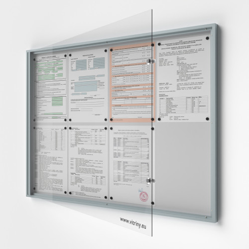 Interiérová uzamykacia vitrína 8xA4, Plech