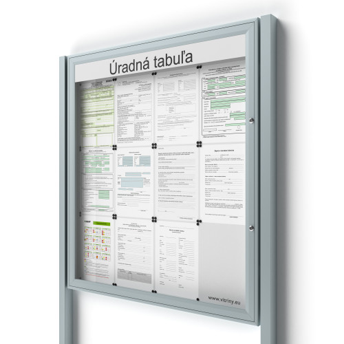 Uzamykateľná informačná vitrína 12xA4 SIDE50 s nápisom a stĺpikmi