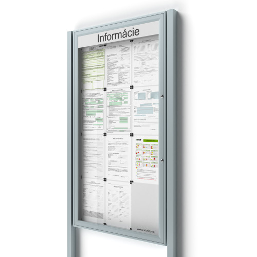 Uzamykateľná informačná vitrína 12bxA4 SIDE50 s nápisom a stĺpikmi