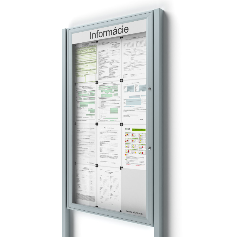 Uzamykateľná informačná vitrína 12bxA4 SIDE50 s nápisom a stĺpikmi