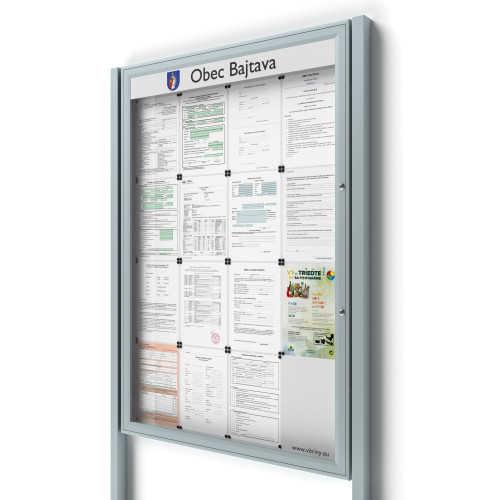 Uzamykateľná informačná vitrína 16xA4 SIDE50 s nápisom a stĺpikmi