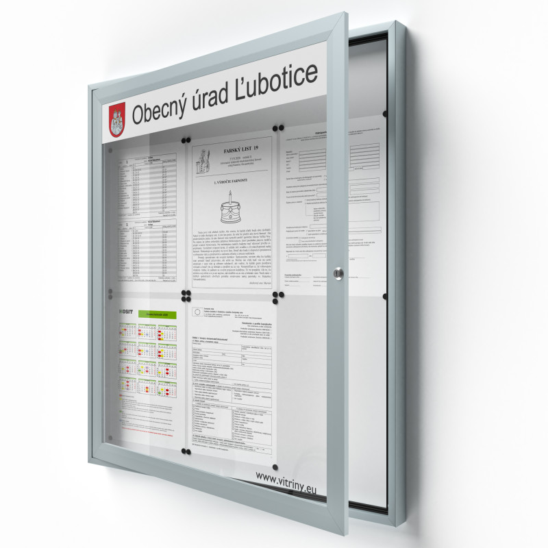 Uzamykateľná informačná vitrína 6xA4 SIDE50 s nápisom