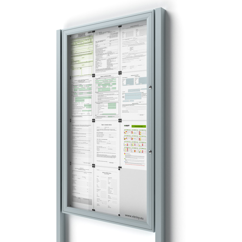 Uzamykateľná informačná vitrína 12bxA4 SIDE so stĺpikmi