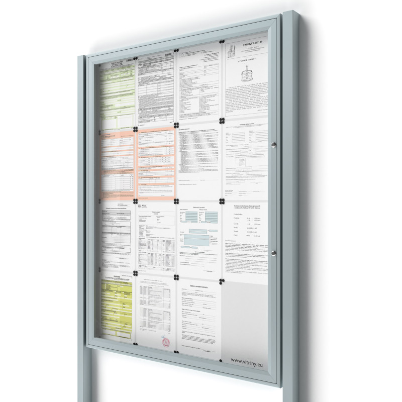 Uzamykateľná informačná vitrína 16xA4 SIDE so stĺpikmi