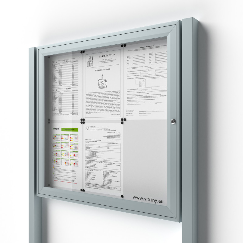 Uzamykateľná informačná vitrína 6xA4 SIDE so stĺpikmi