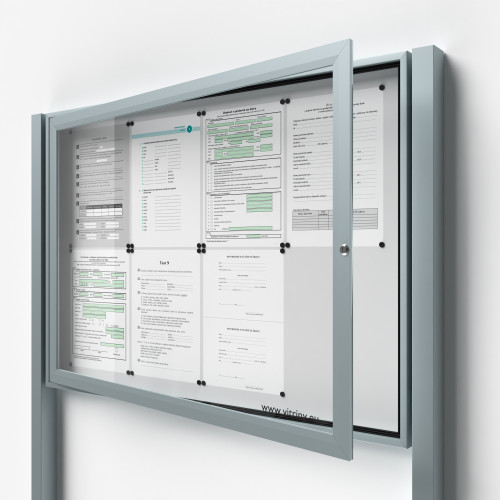 Uzamykateľná informačná vitrína 8xA4 SIDE so stĺpikmi