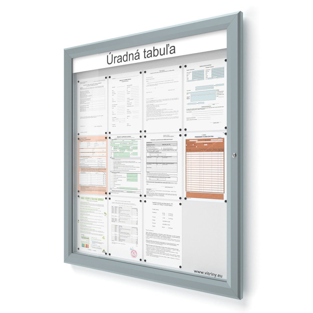 Vonkajšia informačná vitrína 12xA4 SIDE60 s nápisom