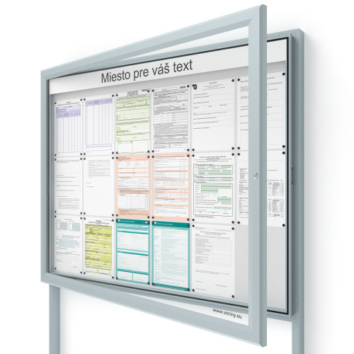 Vonkajšia informačná vitrína 18xA4 SIDE60 s nápisom a stĺpikmi