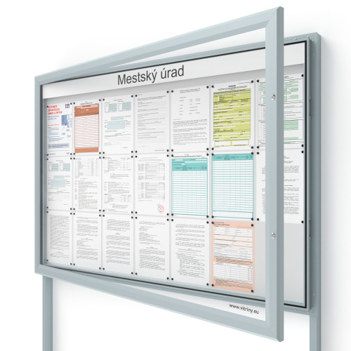 Vonkajšia informačná vitrína 21xA4 SIDE60 s nápisom a stĺpikmi