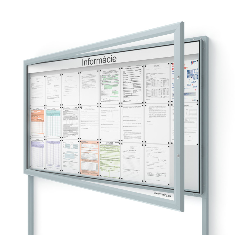 Vonkajšia informačná vitrína 24xA4 SIDE60 s nápisom a stĺpikmi