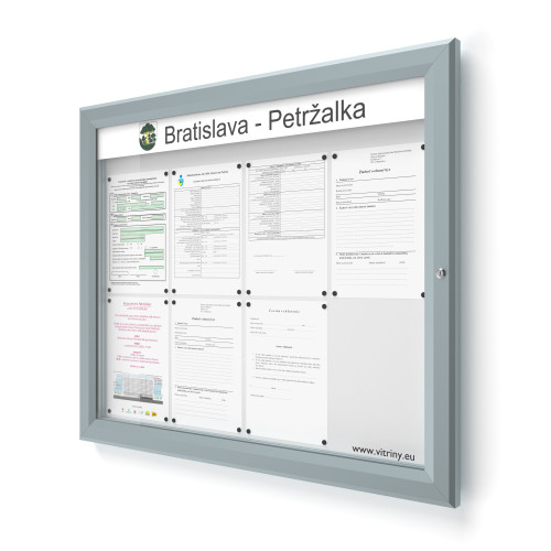 Vonkajšia informačná vitrína  8xA4 SIDE60 s nápisom