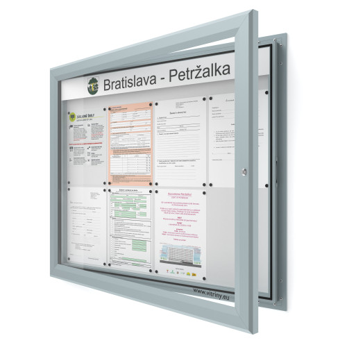 Vonkajšia informačná vitrína  8xA4 SIDE60 s nápisom
