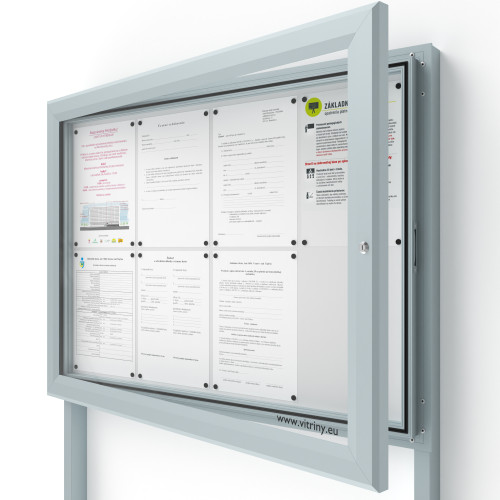 Vonkajšia informačná vitrína 8xA4 SIDE60 so stĺpikmi