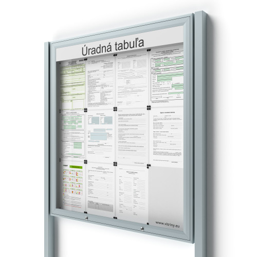 Uzamykateľná informačná vitrína 12xA4 UP50 s nápisom a stĺpikmi