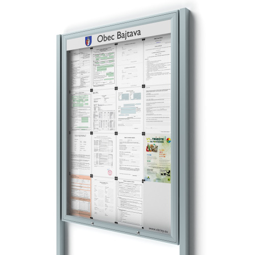 Uzamykateľná informačná vitrína 16xA4 UP50 s nápisom a stĺpikmi
