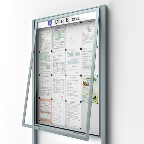 Uzamykateľná informačná vitrína 16xA4 UP50 s nápisom a stĺpikmi