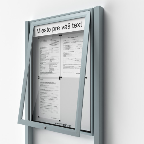 Uzamykateľná informačná vitrína 4xA4 UP50 s nápisom a stĺpikmi
