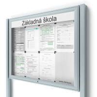 Uzamykateľná informačná vitrína 8xA4 UP50 s nápisom a stĺpikmi