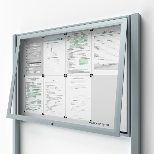 Uzamykateľná informačná vitrína 8xA4 so stĺpikmi