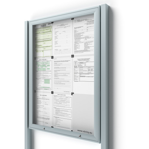 Uzamykateľná informačná vitrína 9xA4 so stĺpikmi