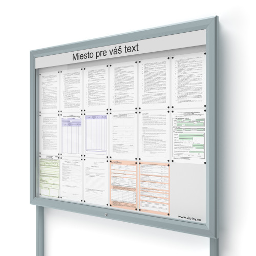 Vonkajšia informačná vitrína 18xA4 UP60 s nápisom a stĺpikmi