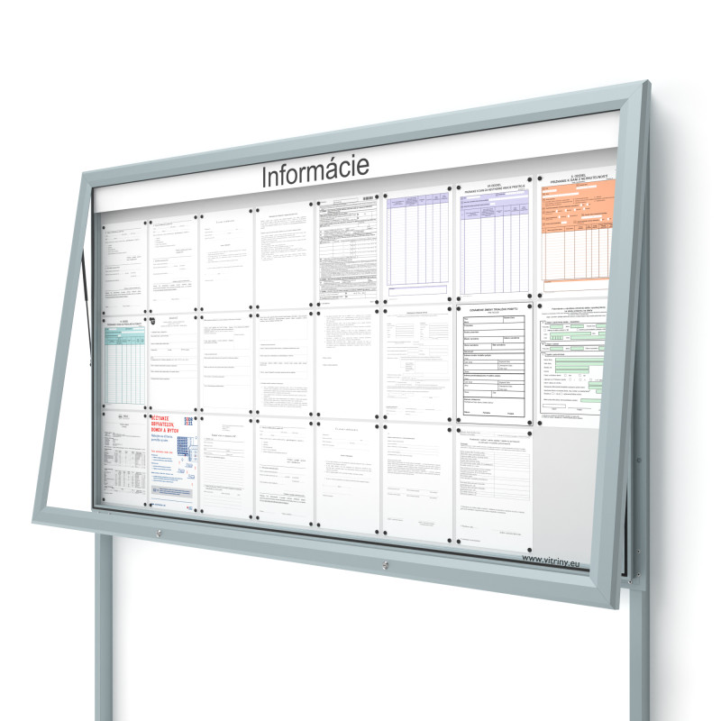 Vonkajšia informačná vitrína 24xA4 UP60 s nápisom a stĺpikmi