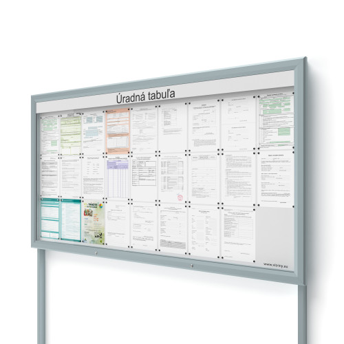 Vonkajšia informačná vitrína 27xA4 UP60 s nápisom a stĺpikmi
