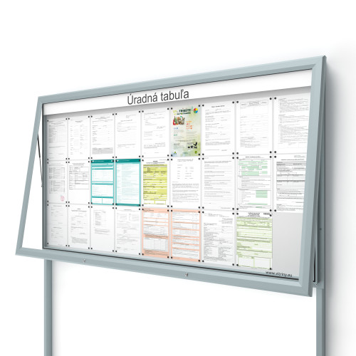 Vonkajšia informačná vitrína 27xA4 UP60 s nápisom a stĺpikmi