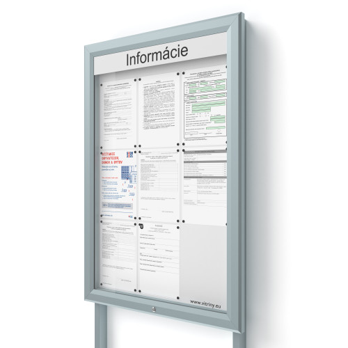 Vonkajšia informačná vitrína 9xA4 UP60 s nápisom a stĺpikmi