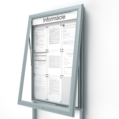 Vonkajšia informačná vitrína 9xA4 UP60 s nápisom a stĺpikmi